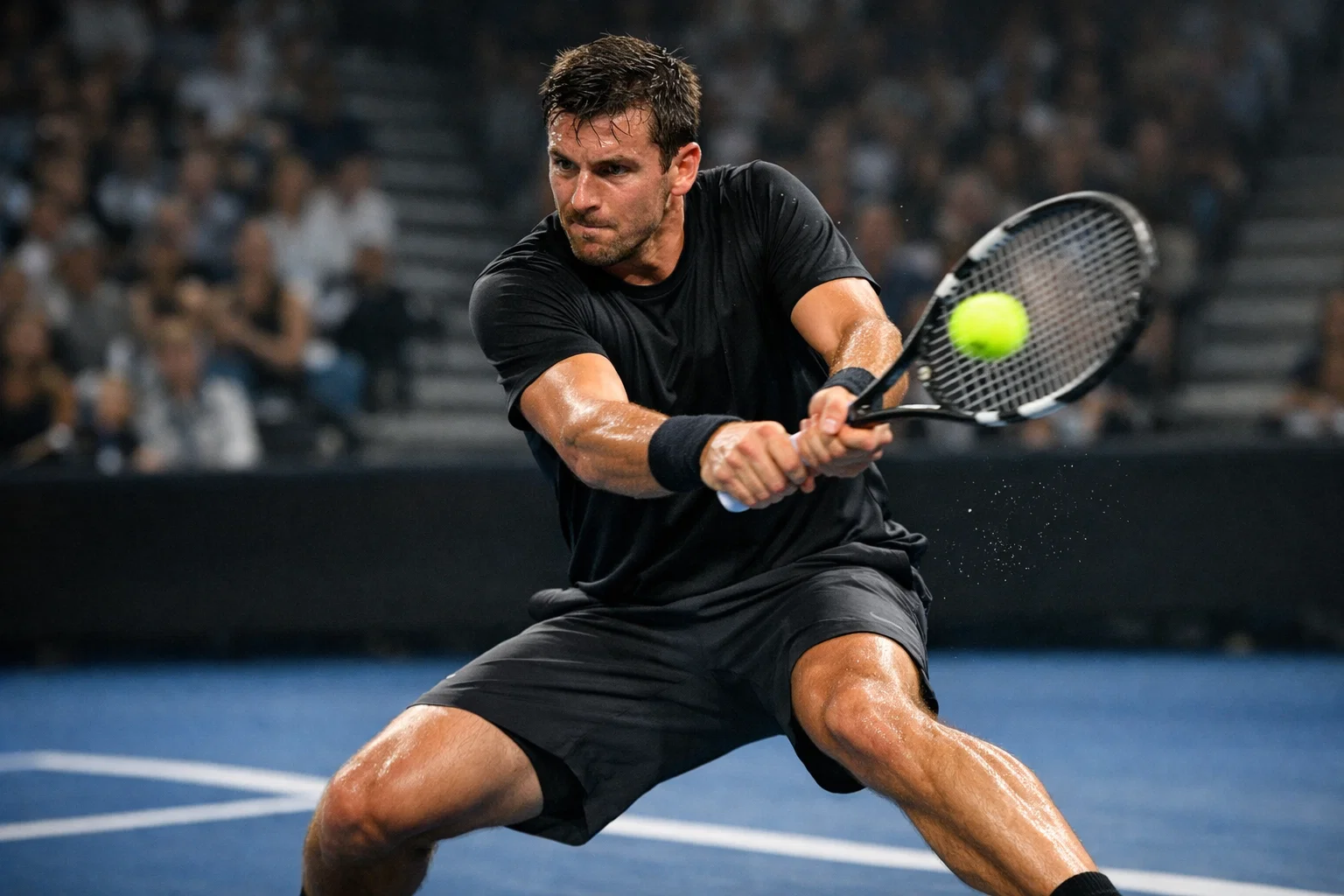 Tennisser op hardcourt tijdens een ATP Masters 1000 wedstrijd