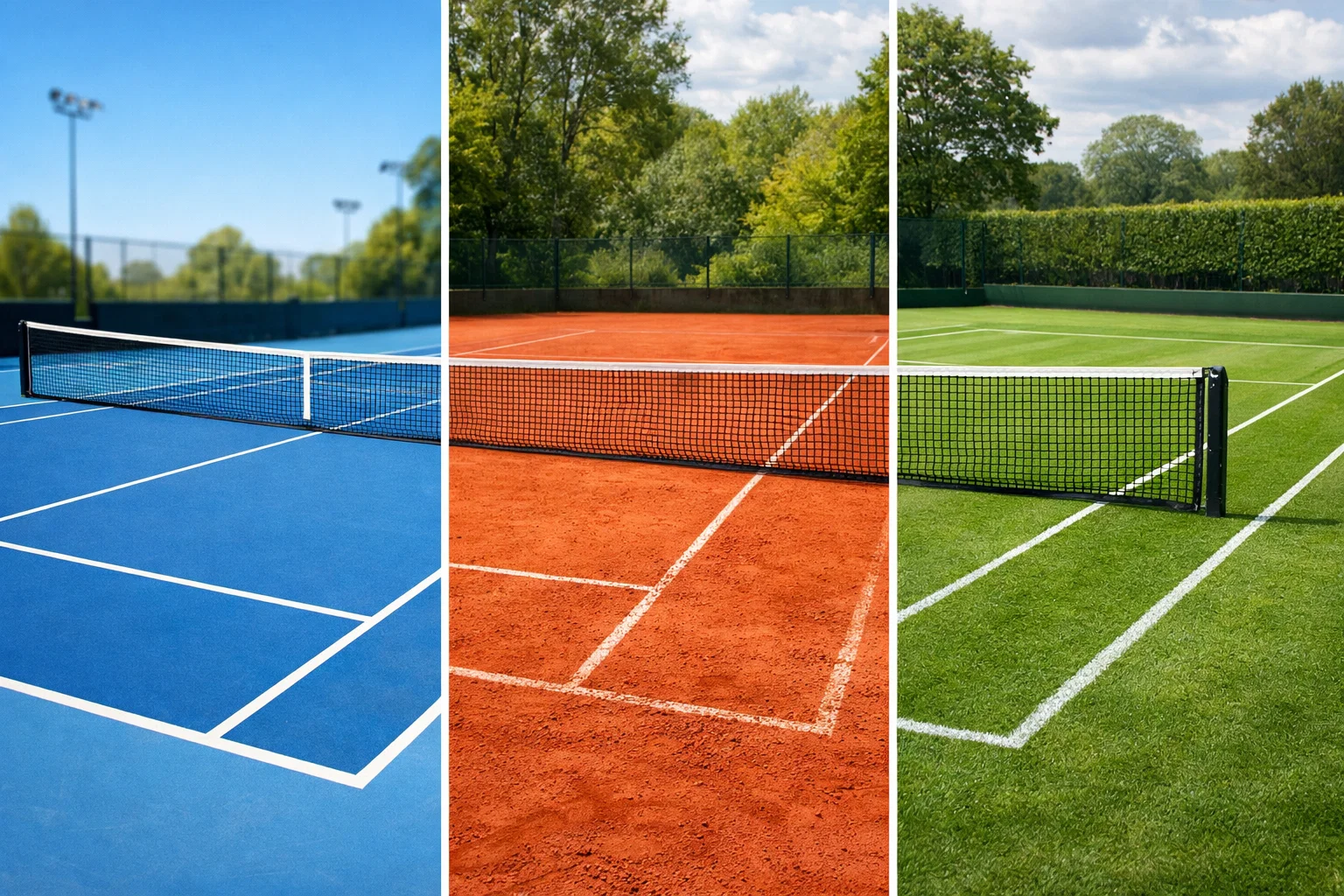 Tenniskalender met verschillende ondergronden door het jaar